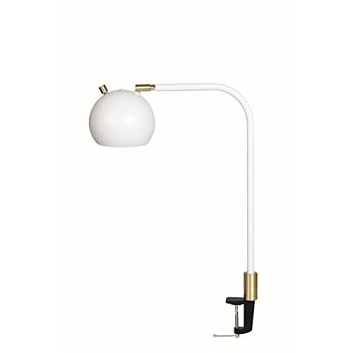 Aria  Clip on table lamp round globe white/satin brass. Picture 1