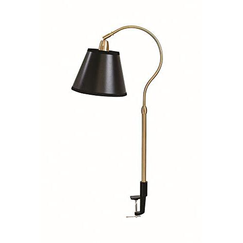 Aria  Clip on table lamp weathered brass with black shade. Picture 1