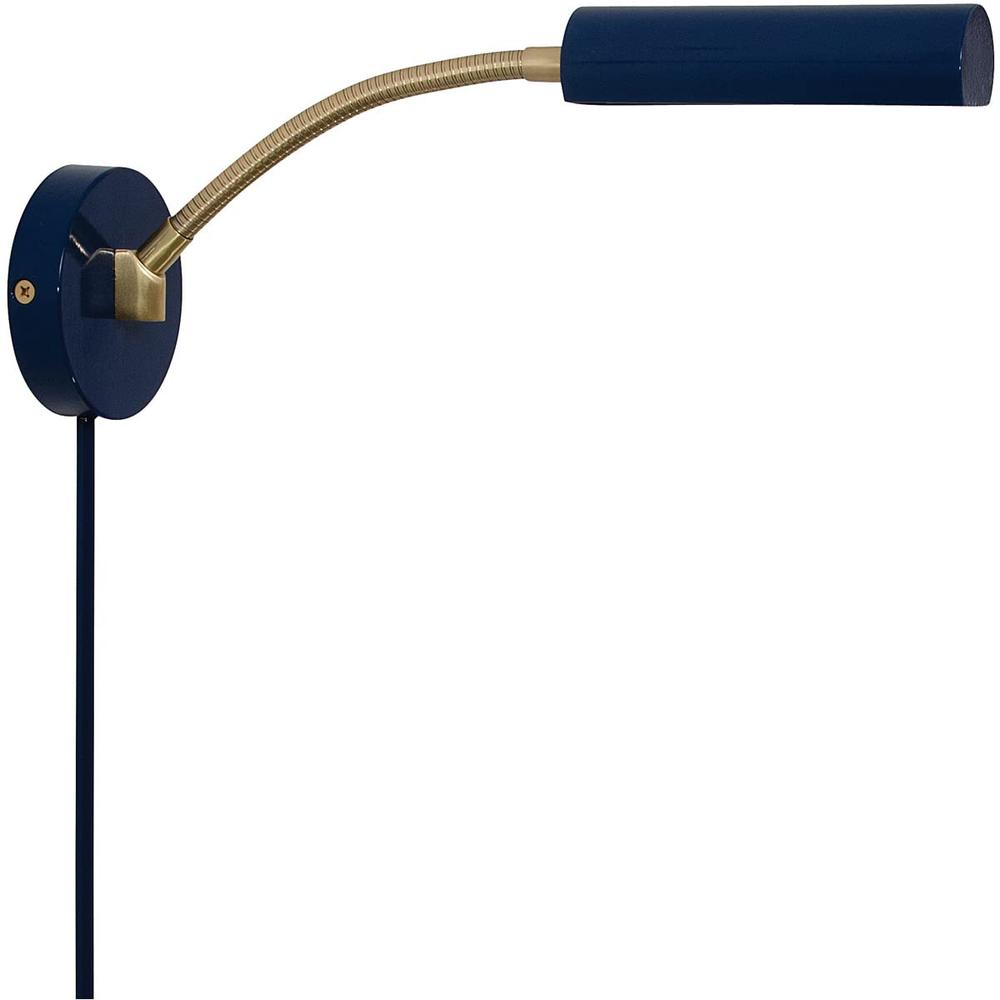 Fusion  Flex wall swing lamp navy blue/satin brass with 30" cord cover. Picture 1