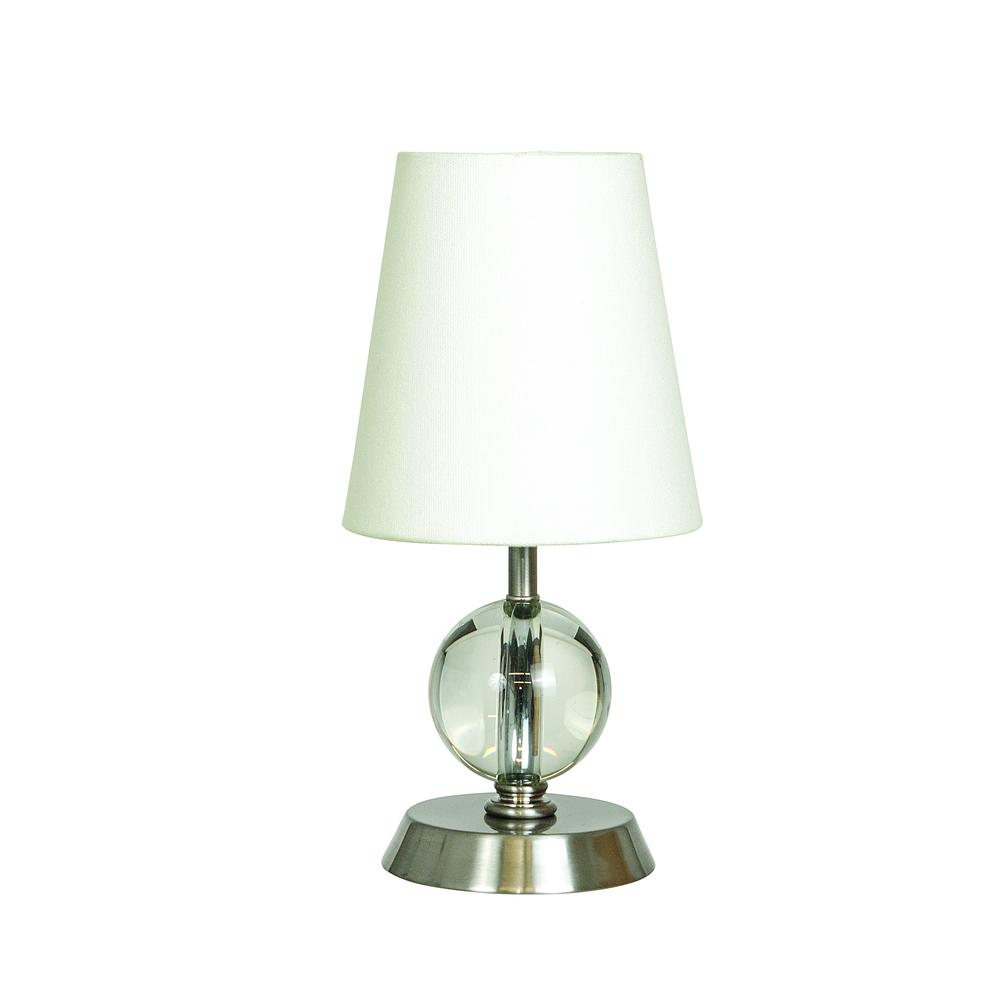 Bryson  Mini 3" crystal ball satin nickel accent lamp. Picture 1