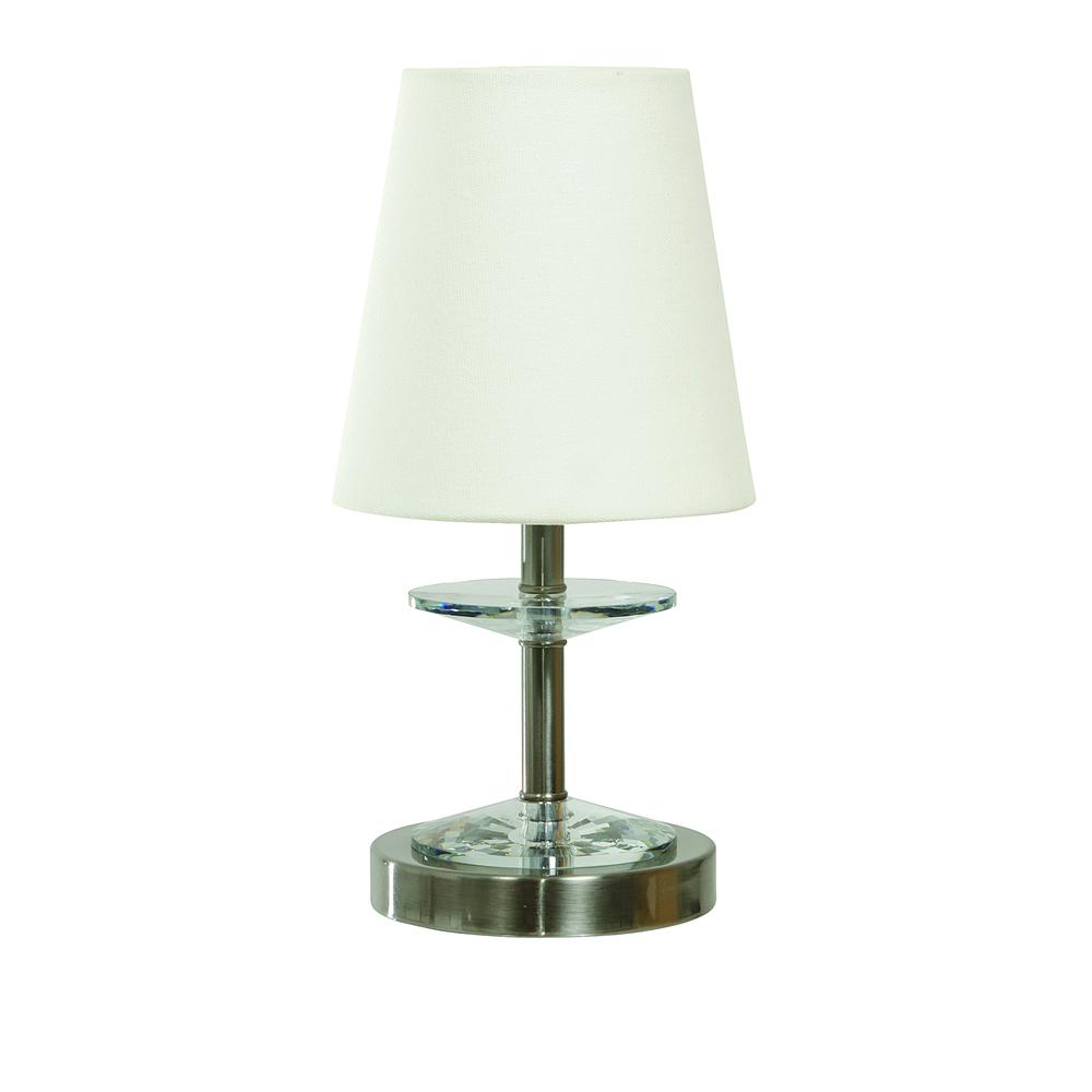 Bryson  Mini crystal disk satin nickel accent lamp. Picture 1