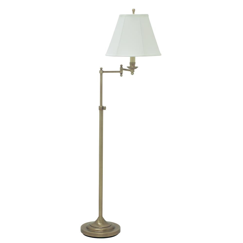 Club Adjustable Antique Brass Floor Lamp. Picture 1