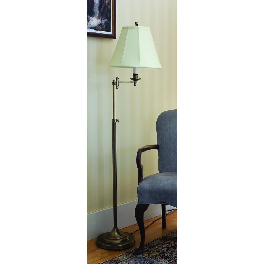 Club Adjustable Antique Brass Floor Lamp. Picture 2