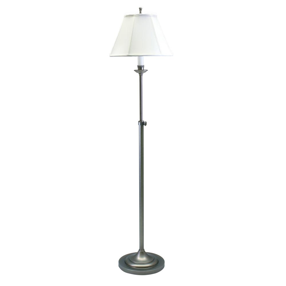 Club Adjustable Antique Silver Floor Lamp. Picture 1