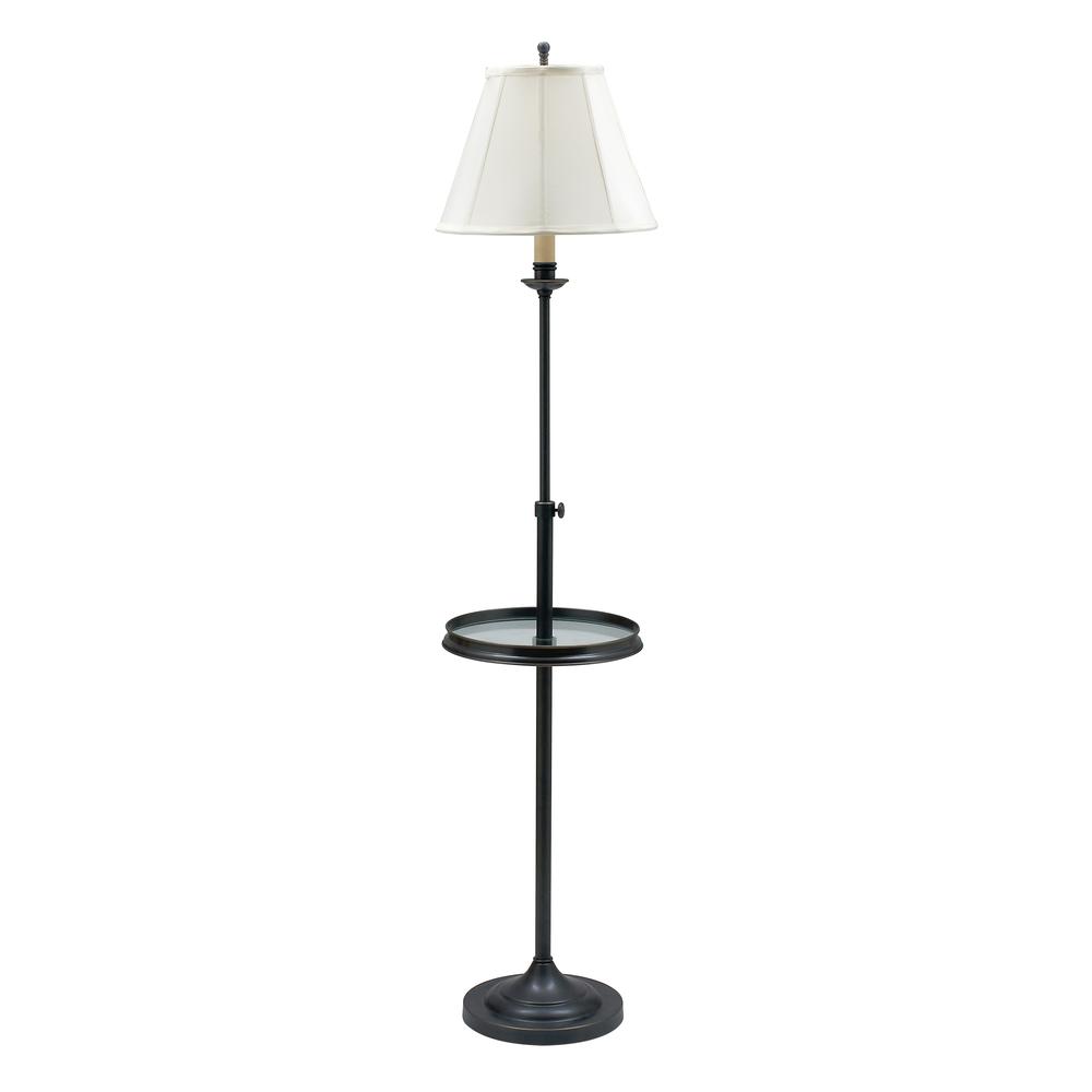Club Adjustable Oil Rubbed Bronze Floor Lamp with glass table. Picture 1
