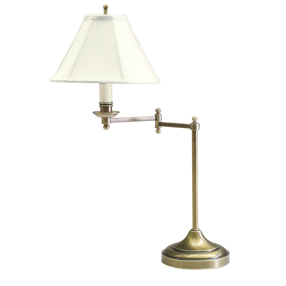 Club 25" Antique Brass Table Lamp with swing arm. Picture 1