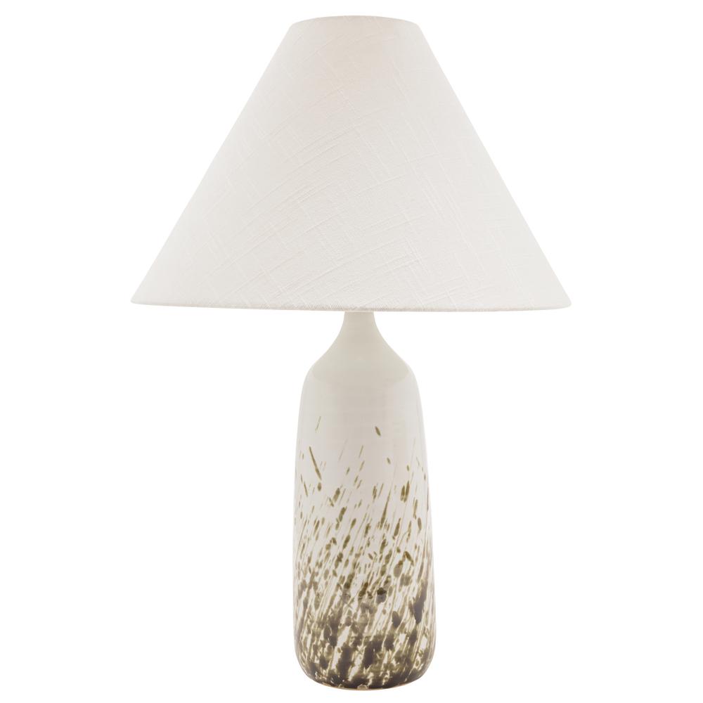 Scatchard 25" Stoneware Table Lamp in Decorated White Gloss. Picture 1