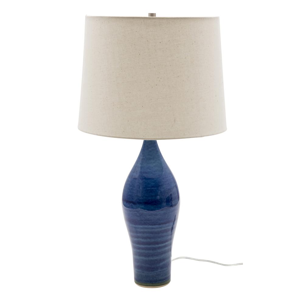 Scatchard 27" Stoneware Table Lamp in Blue Gloss. Picture 1