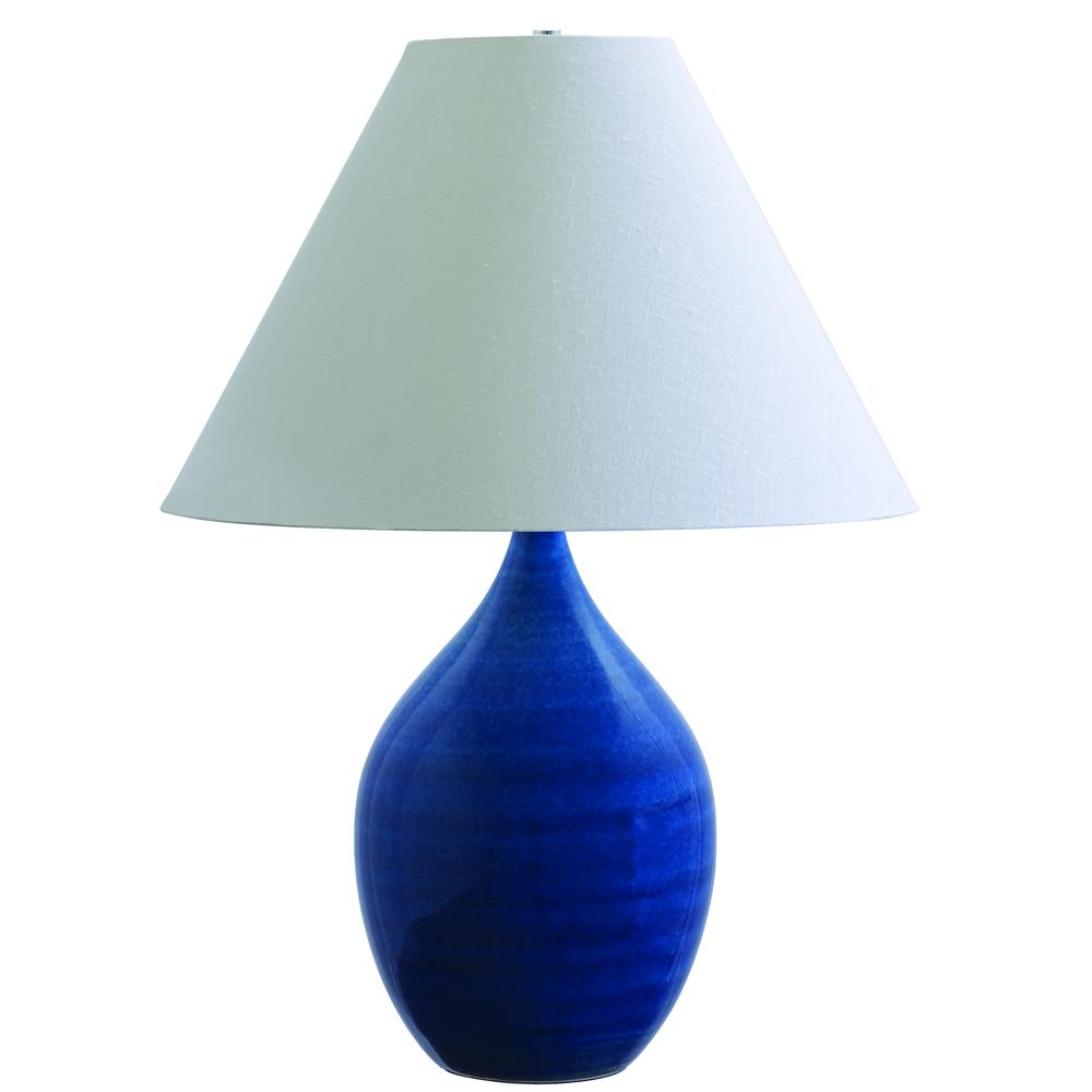 Scatchard 28" Stoneware Table Lamp in Blue Gloss. Picture 1