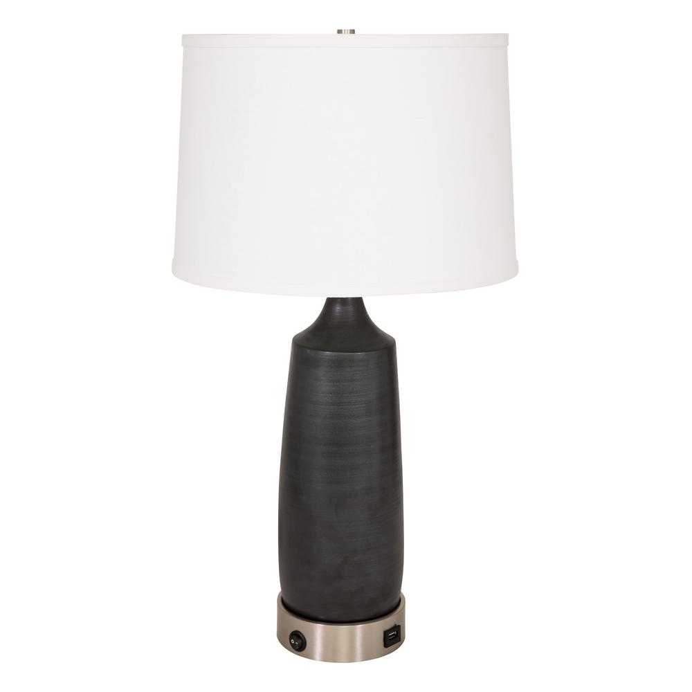 Scatchard Table Lamp with SN Metal USB Base in Black Matte. Picture 1