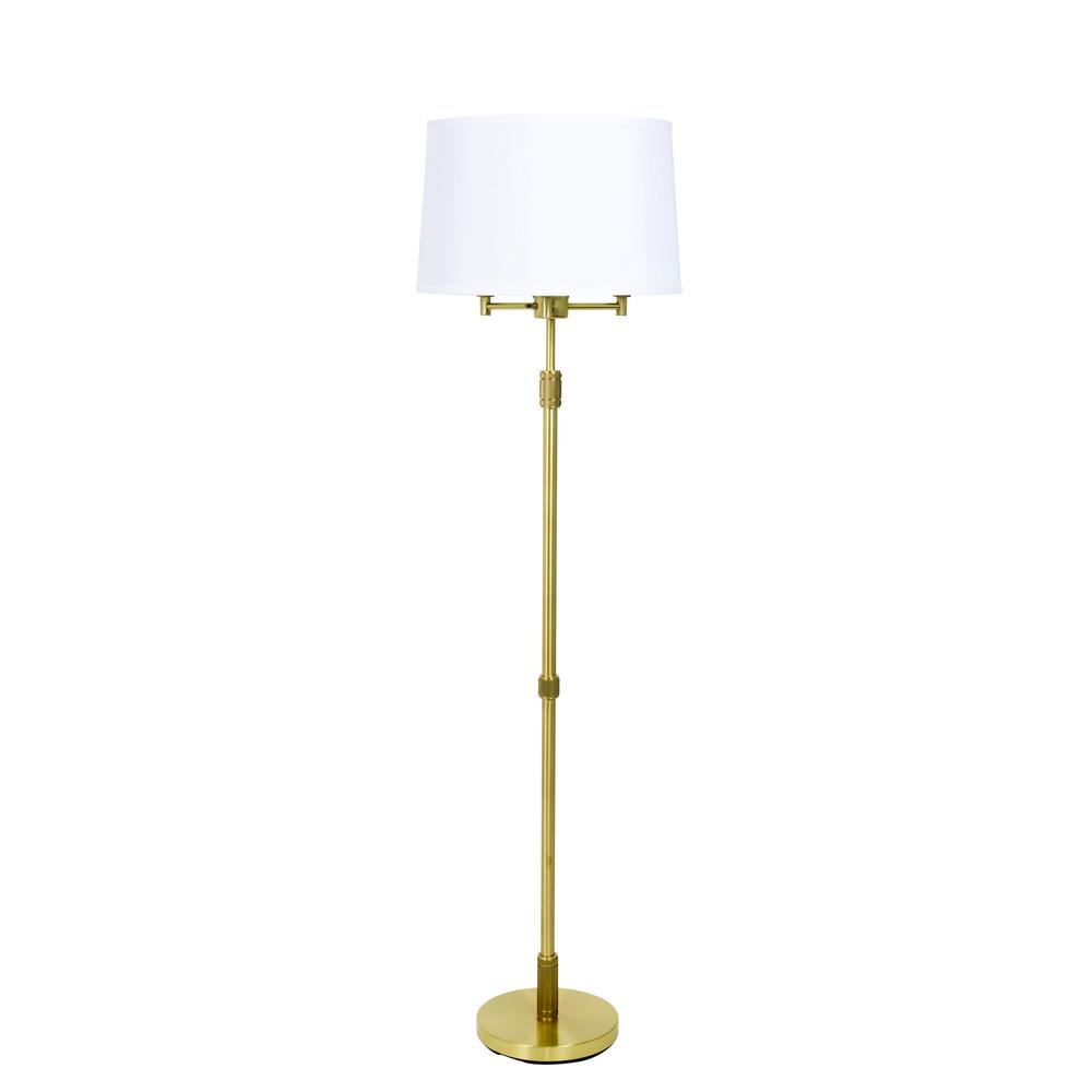 Killington Brushed Brass 6-way Floor Lamp with hardback shade. Picture 1