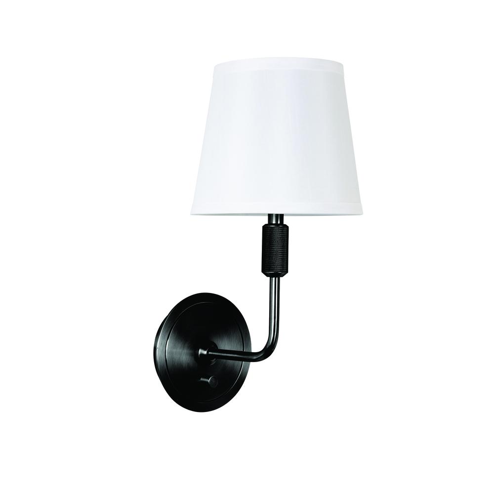 Killington Black direct wire wall lamp with full range dimmer and hardback shade. Picture 1