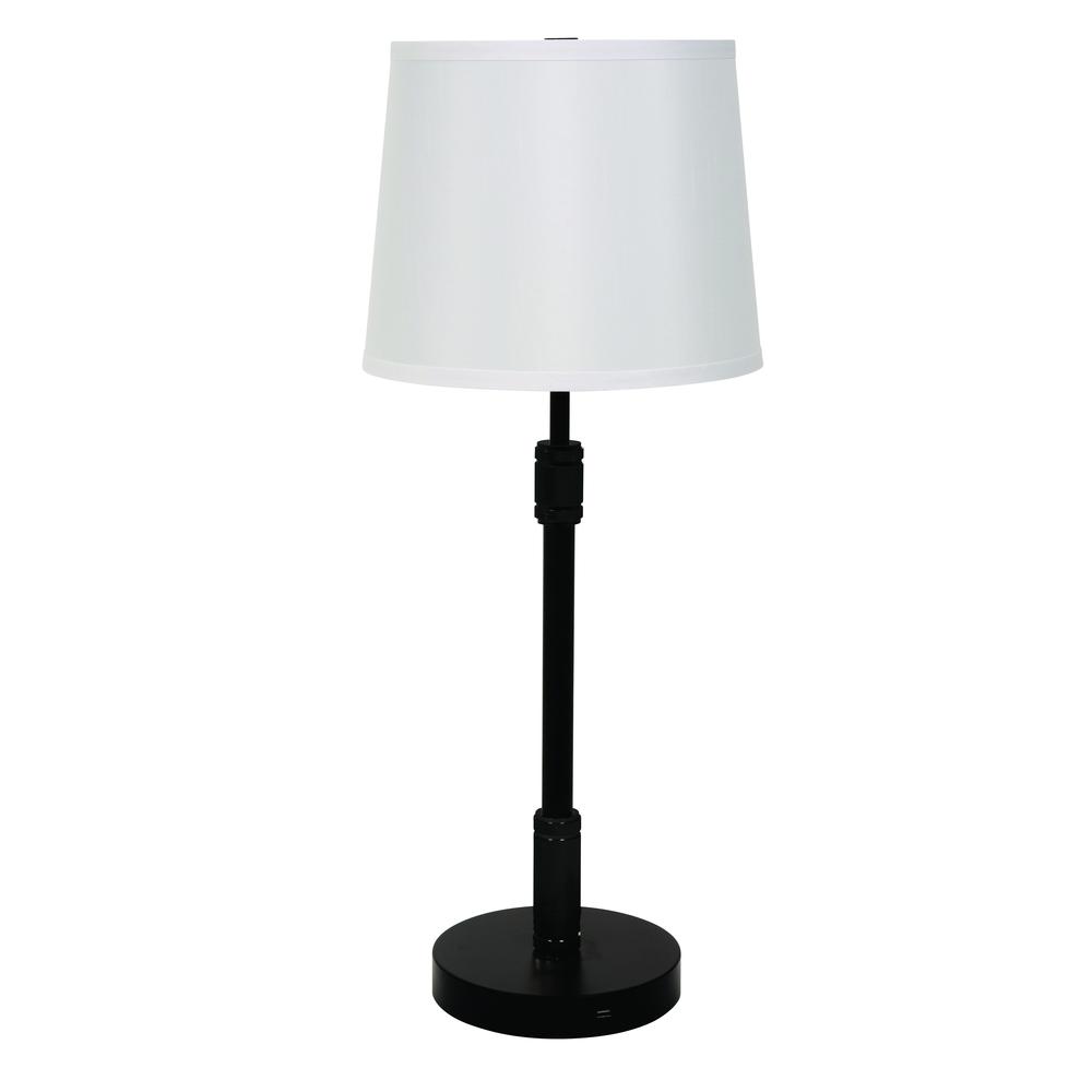 Killington Black table lamp with USB port and hardback shade. Picture 1