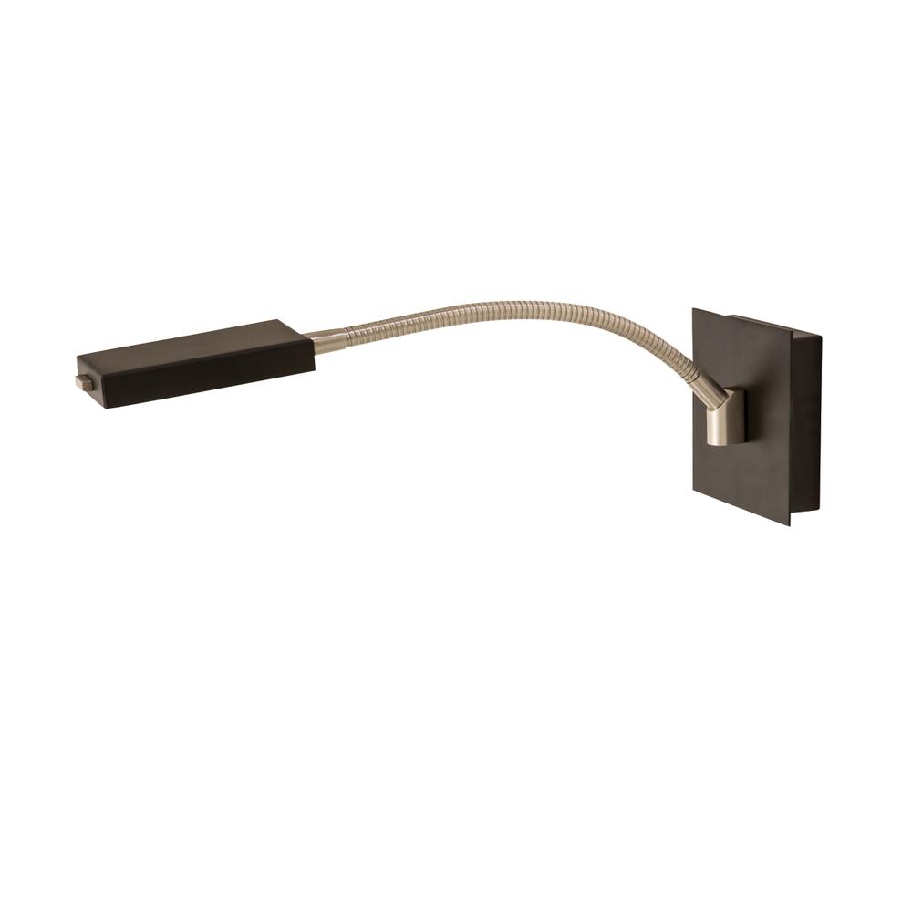 Lewis LED Gooseneck Wall Lamp in Black with Satin Nickel. Picture 1