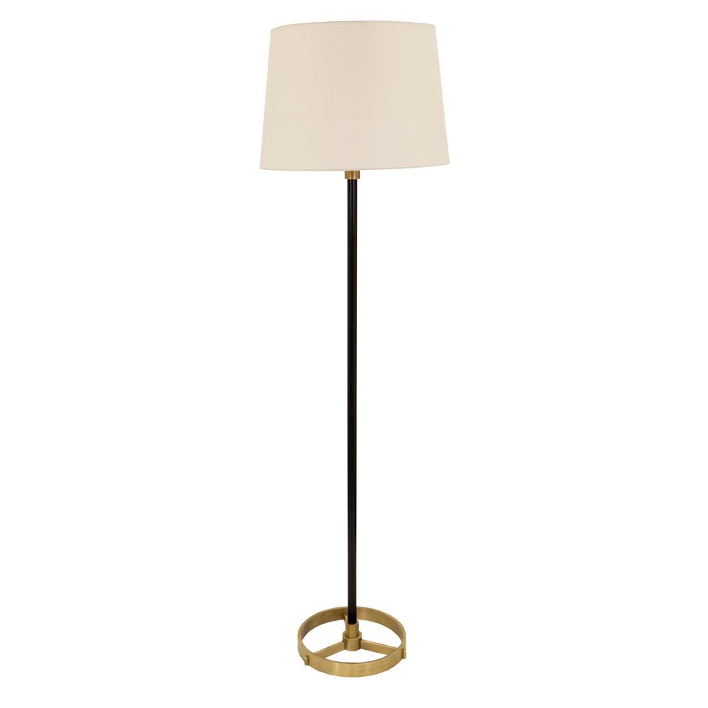 62" Morgan Floor Lamp in Black with Antique Brass. Picture 1