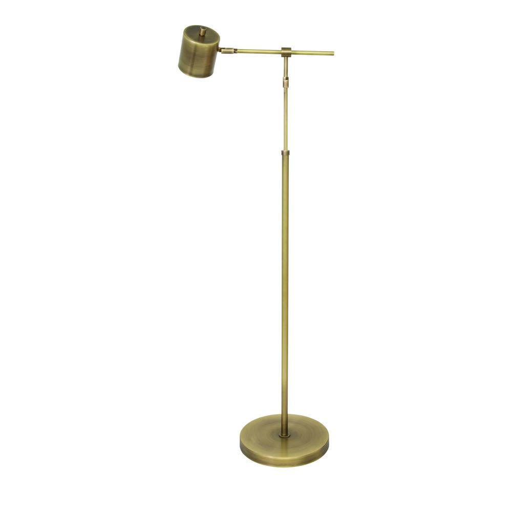 Morris Adjustable LED Floor Lamp in Antique Brass. Picture 1