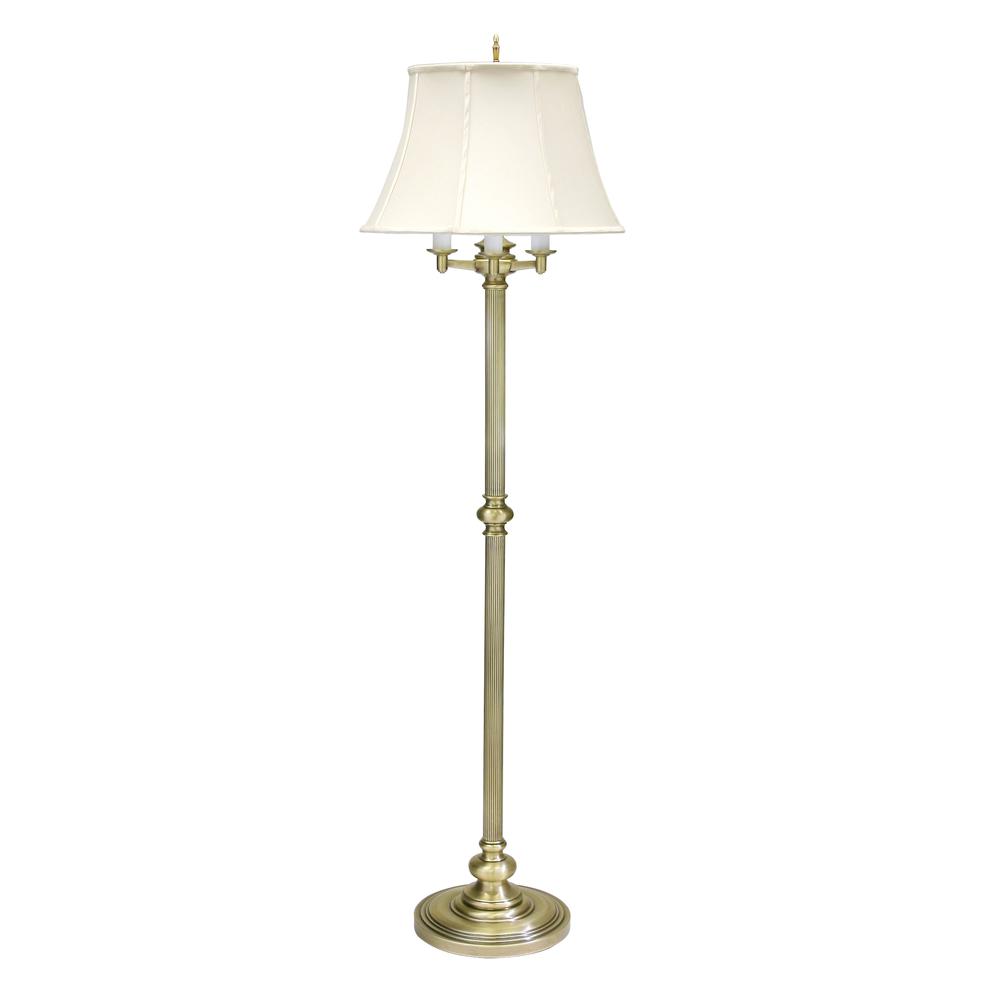 Newport 66" Antique Brass Six-Way Floor Lamp. Picture 1