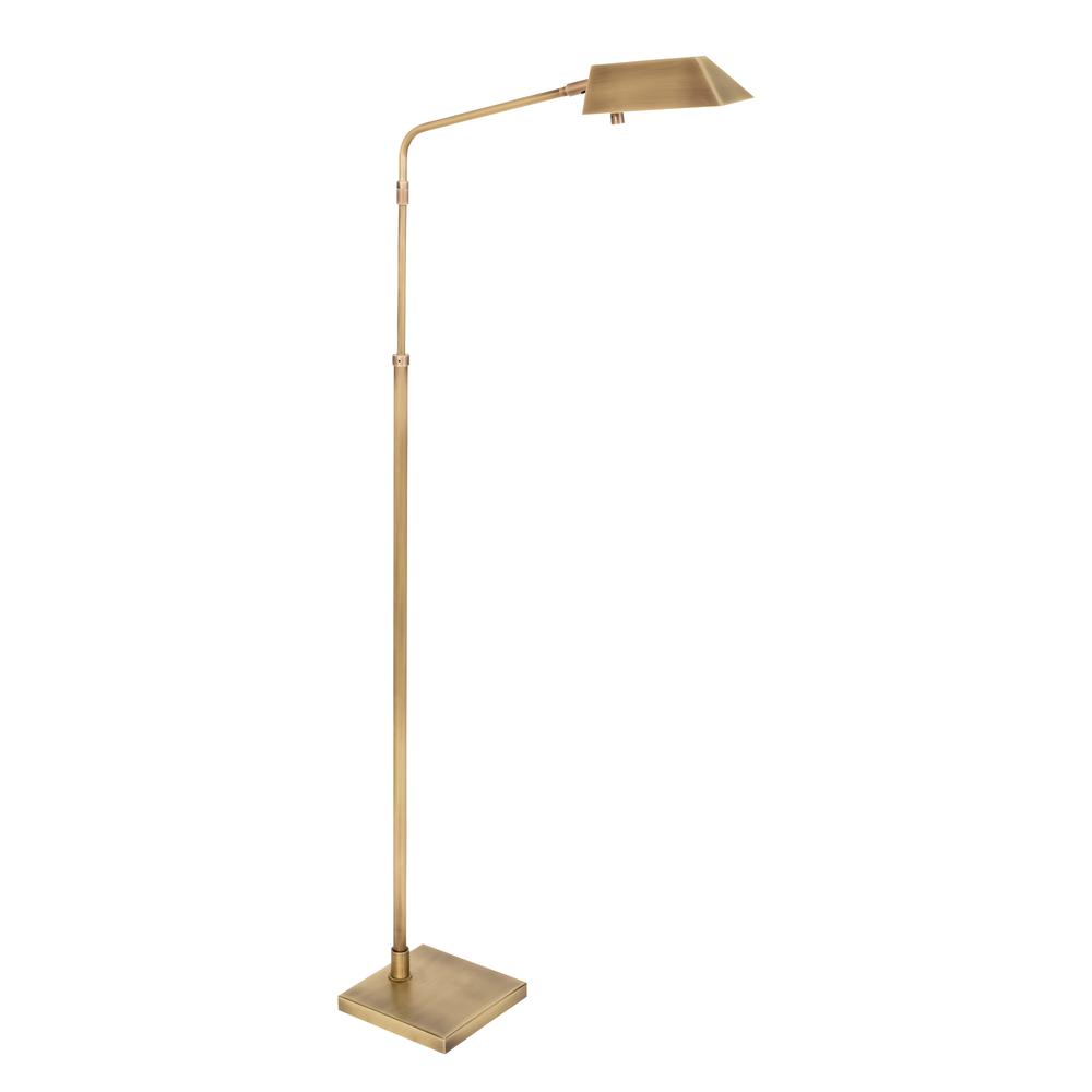 Newbury Adjustable Floor Lamp in Antique Brass. Picture 1