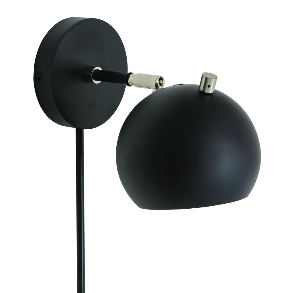 Orwell LED Wall Lamp in Black with Satin Nickel Accents. Picture 1
