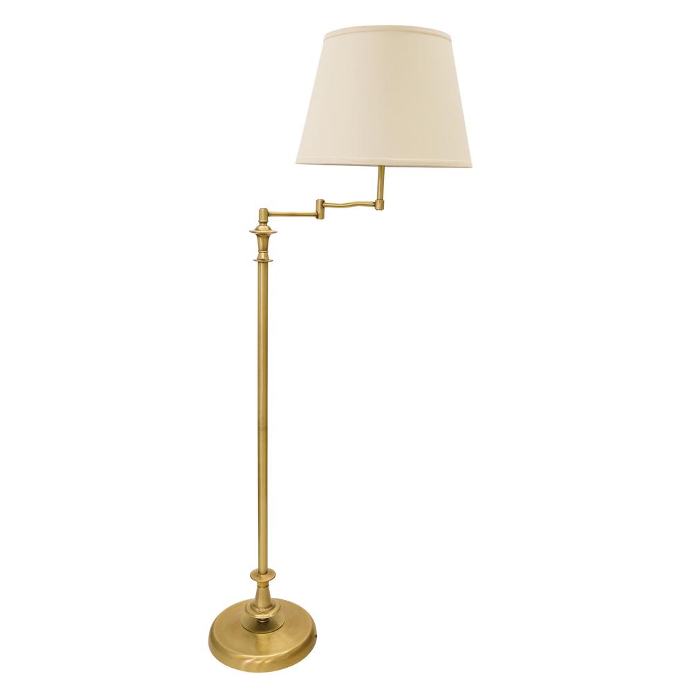 Randolph Swing Arm Floor Lamp in Antique Brass. Picture 1
