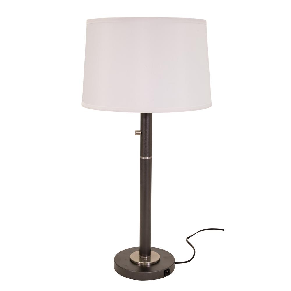 Rupert three way table lamp in Granite with satin nickel accents and USB port. Picture 1