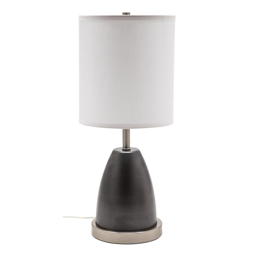 Rupert table lamp in granite with satin nickel accents and USB port. Picture 1