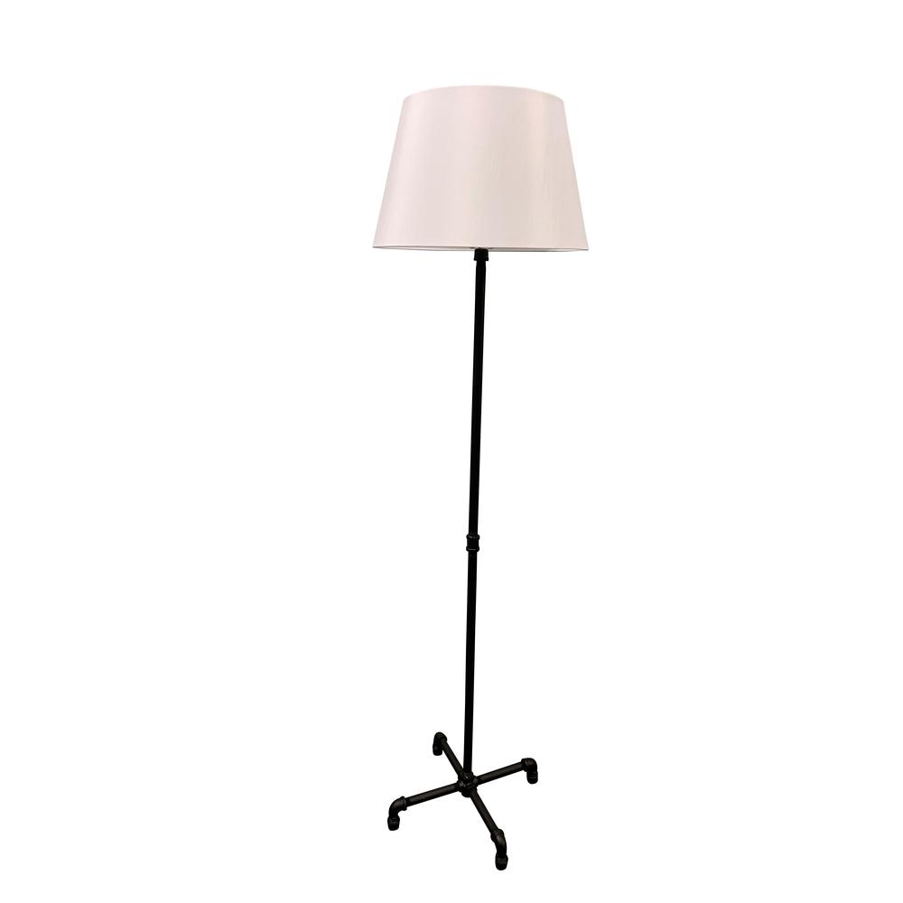 Studio industrial black  floor  lamp  with fabric shade. Picture 1