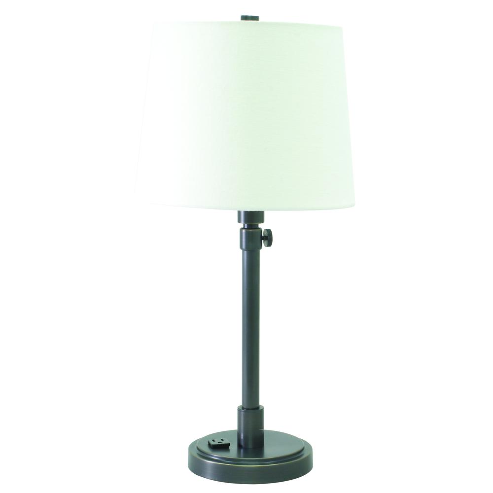 Townhouse Adjustable Table Lamp in Oil Rubbed Bronze with Convenience Outlet. Picture 2