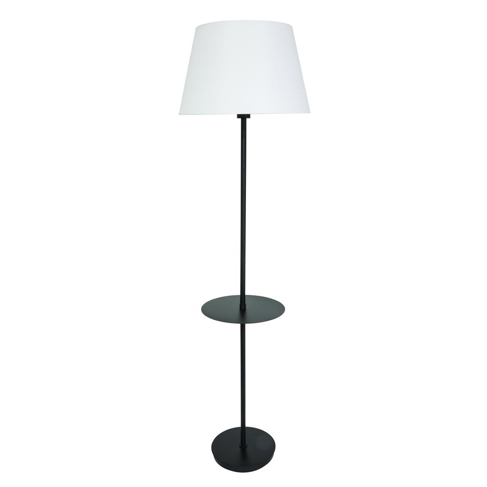 Vernon 3-bulb Floor Lamp with Table in Black. Picture 1