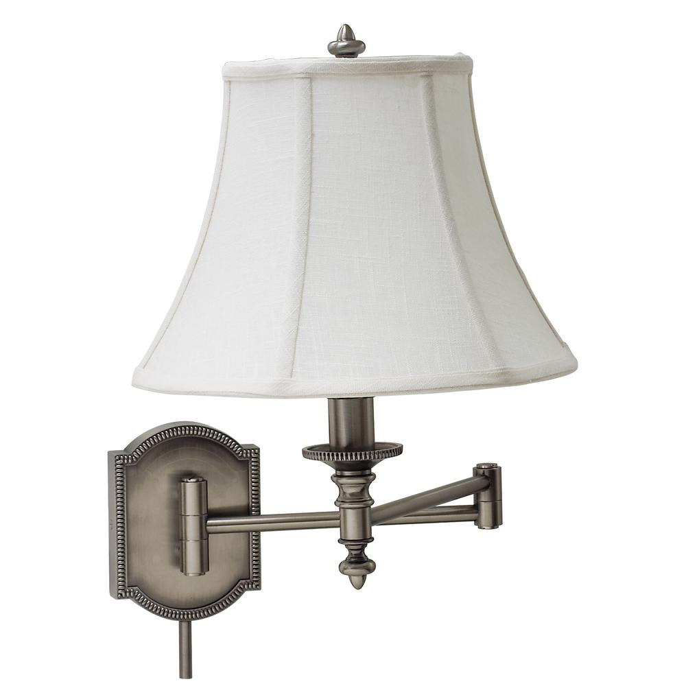 Wall Swing Arm Lamp in Antique Silver. Picture 1