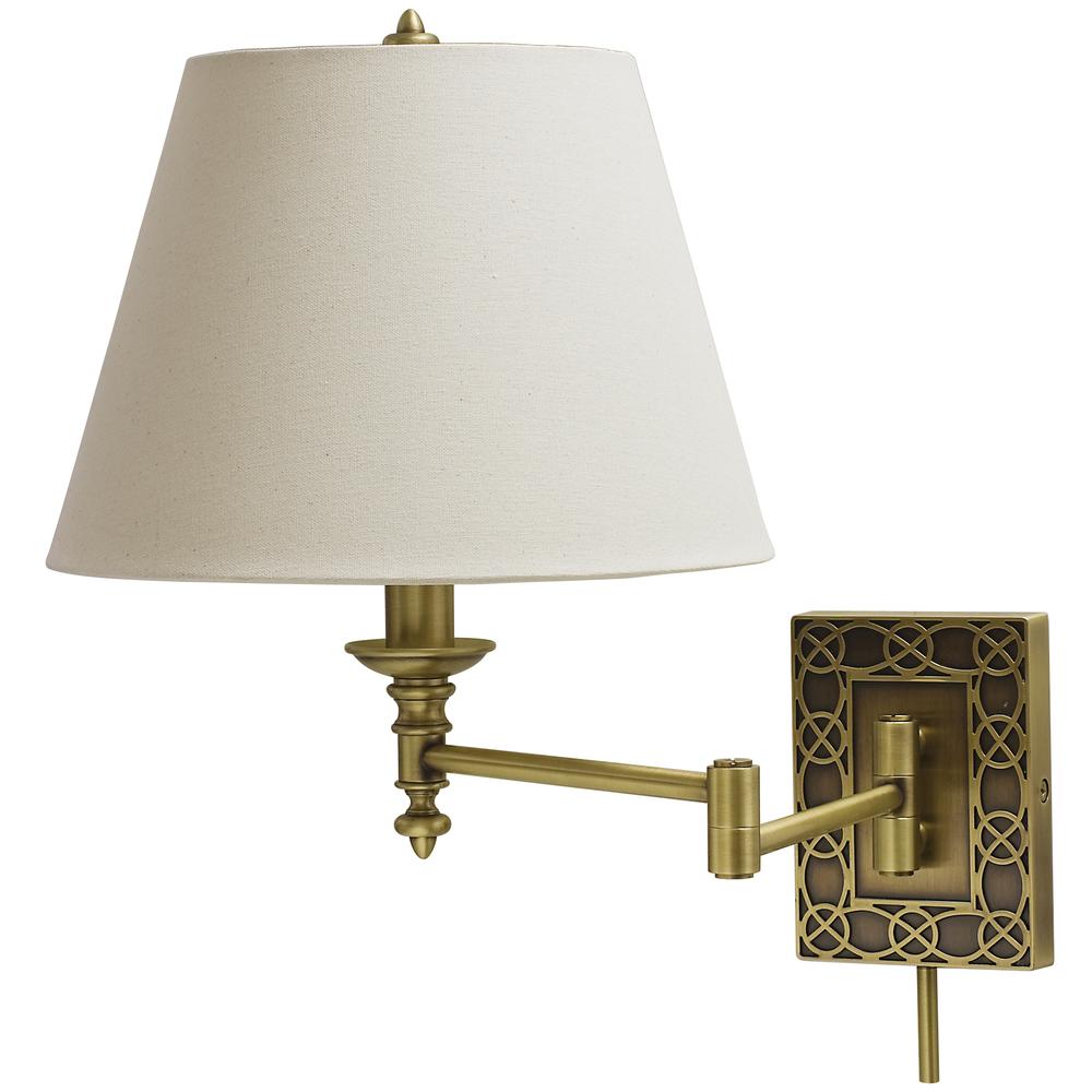 Wall Swing Arm Lamp in Antique Brass. Picture 1