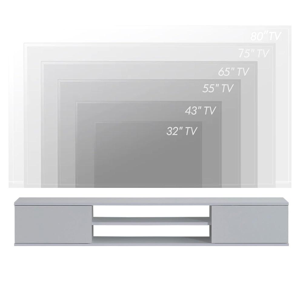 Floating TV Stand for up to 80 inch TV, Under TV Shelf Floating (White). Picture 3
