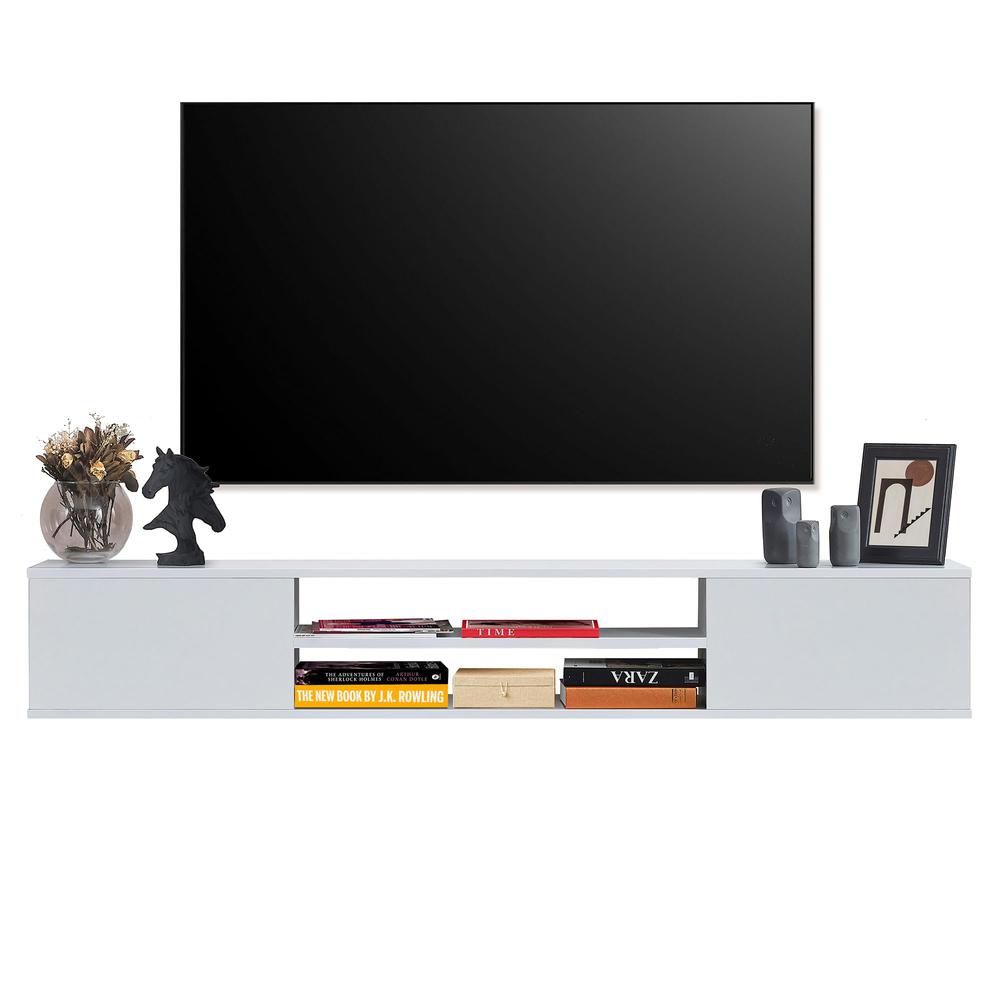 Floating TV Stand for up to 80 inch TV, Under TV Shelf Floating (White). Picture 6