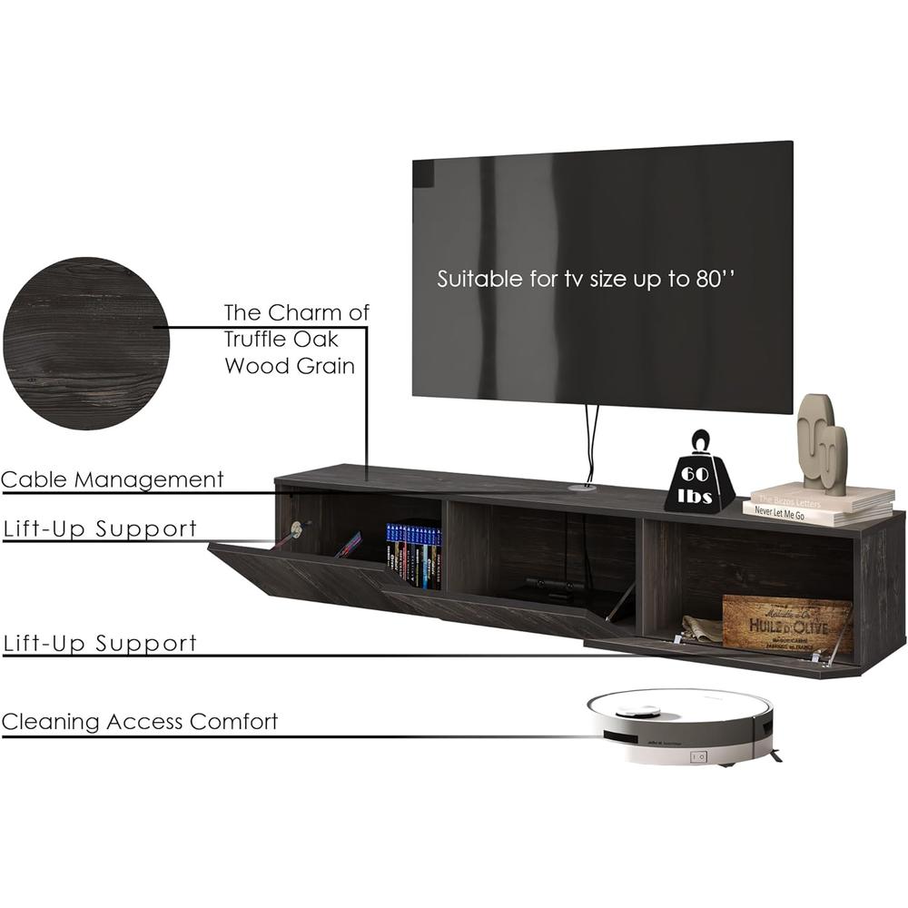 Floating TV Stand, TV Stand 65 inch, Floating TV Stand Wall Mounted. Picture 5