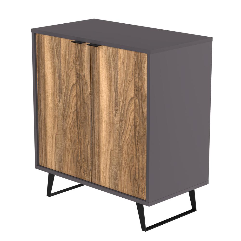 Storage Cabinet with Soft Close Doors with Sturdy Metal Legs, 2 Door, Walnut. Picture 2