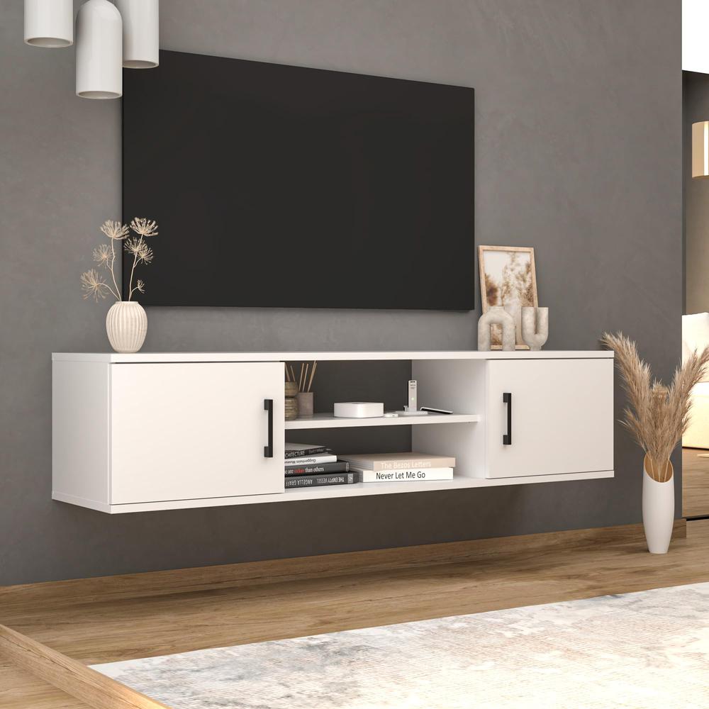 Floating TV Stand Under TV Shelf Floating,Floating TV Console (White). Picture 5