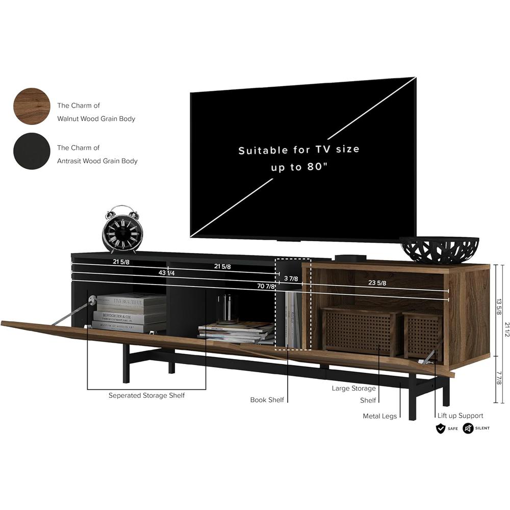 Atelier Mobili Mid Century Modern TV Stand Entertainment Center for 65+ inch tv. Picture 8