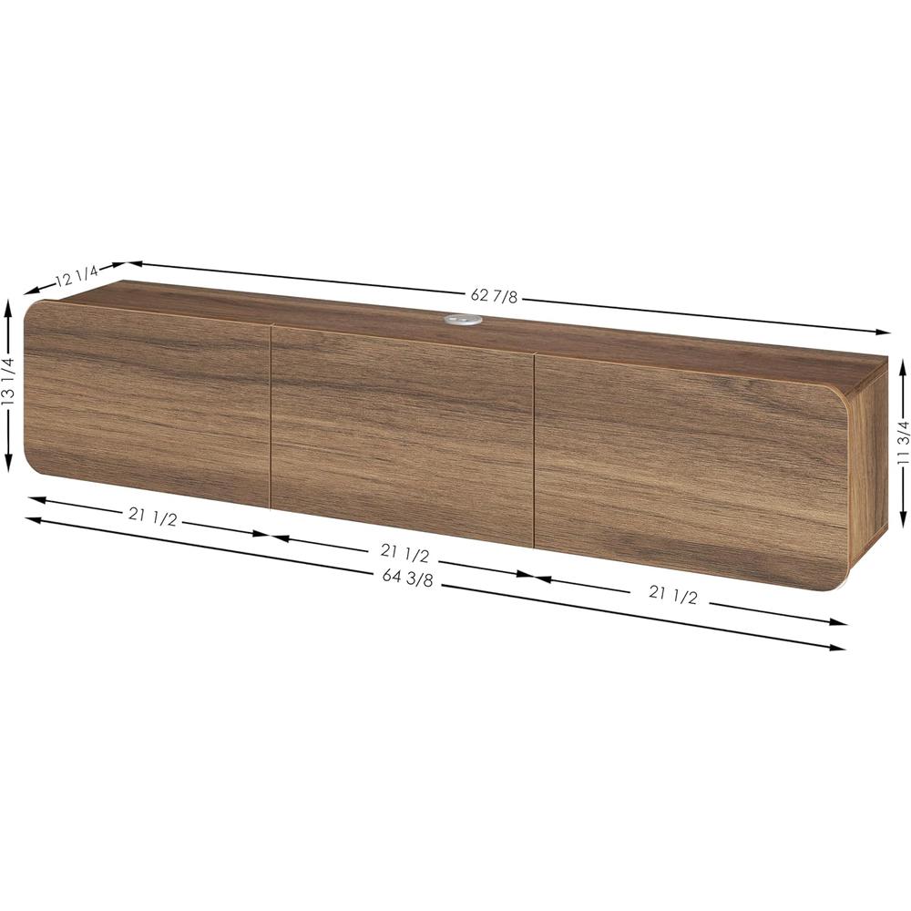 Floating TV Console for up to 80 inch TV and Under TV Cabinet (Walnut). Picture 1