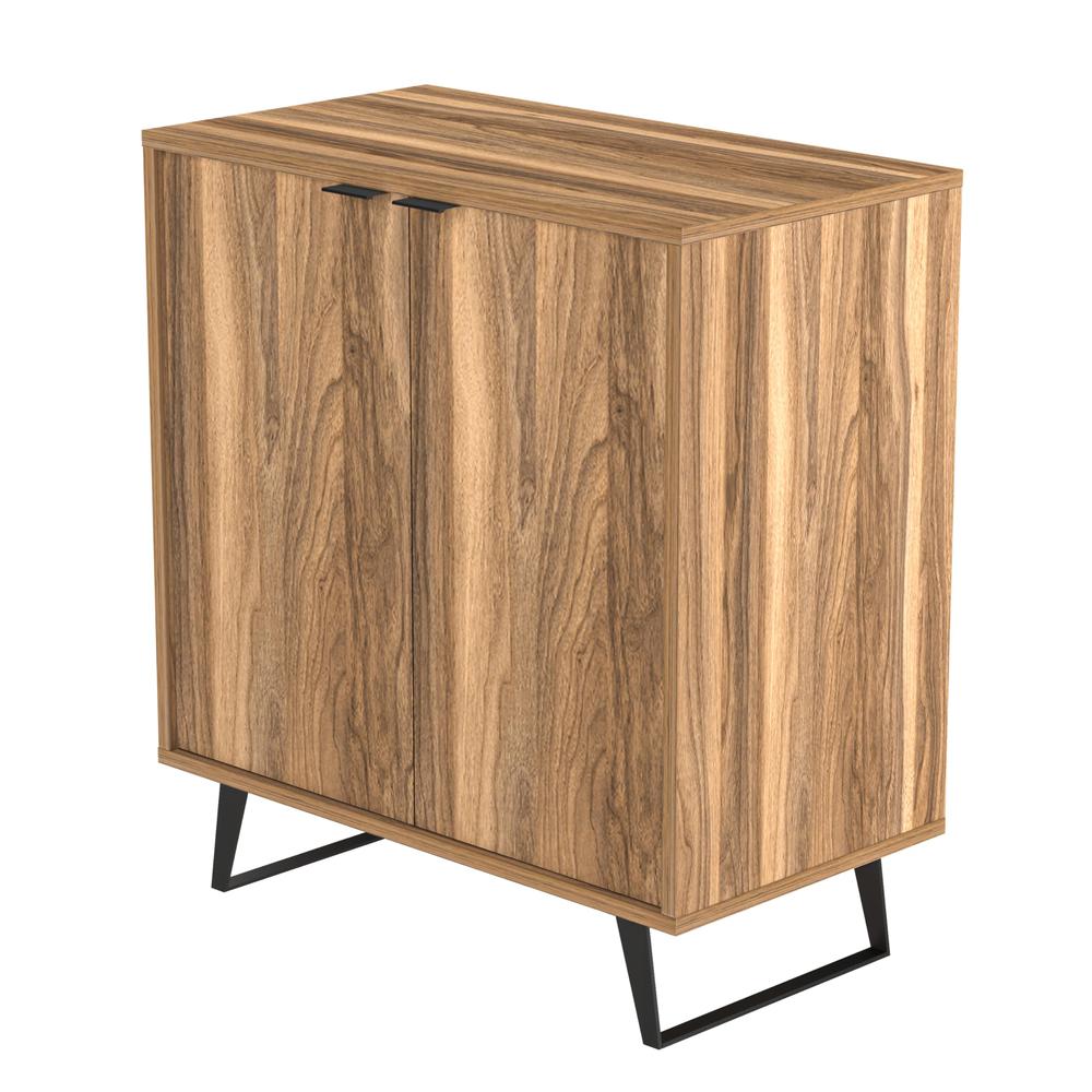Storage Cabinet with Soft Close Doors with Sturdy Metal Legs (2 Door, Walnut). Picture 2