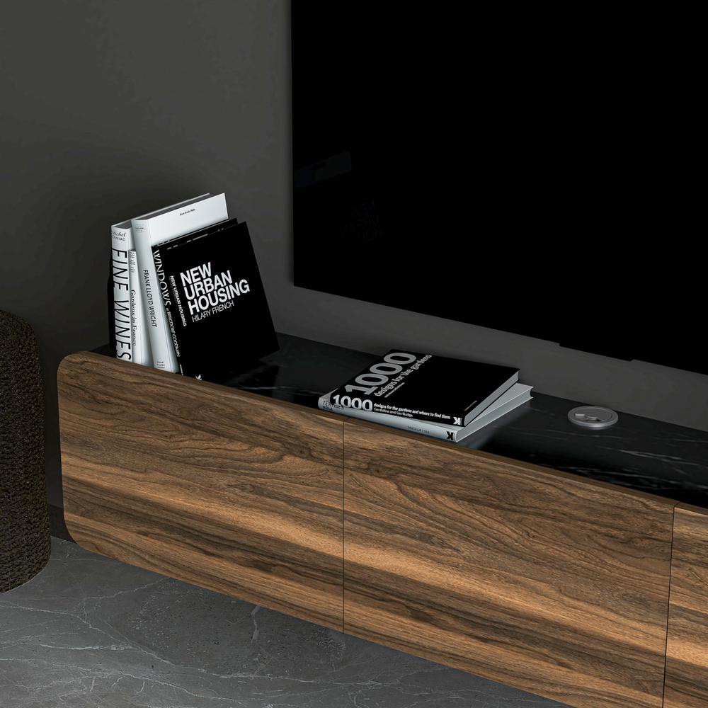 Floating TV Stand Wall Mounte for up to 80 inch TV and Under TV Cabinet (Walnut). Picture 5