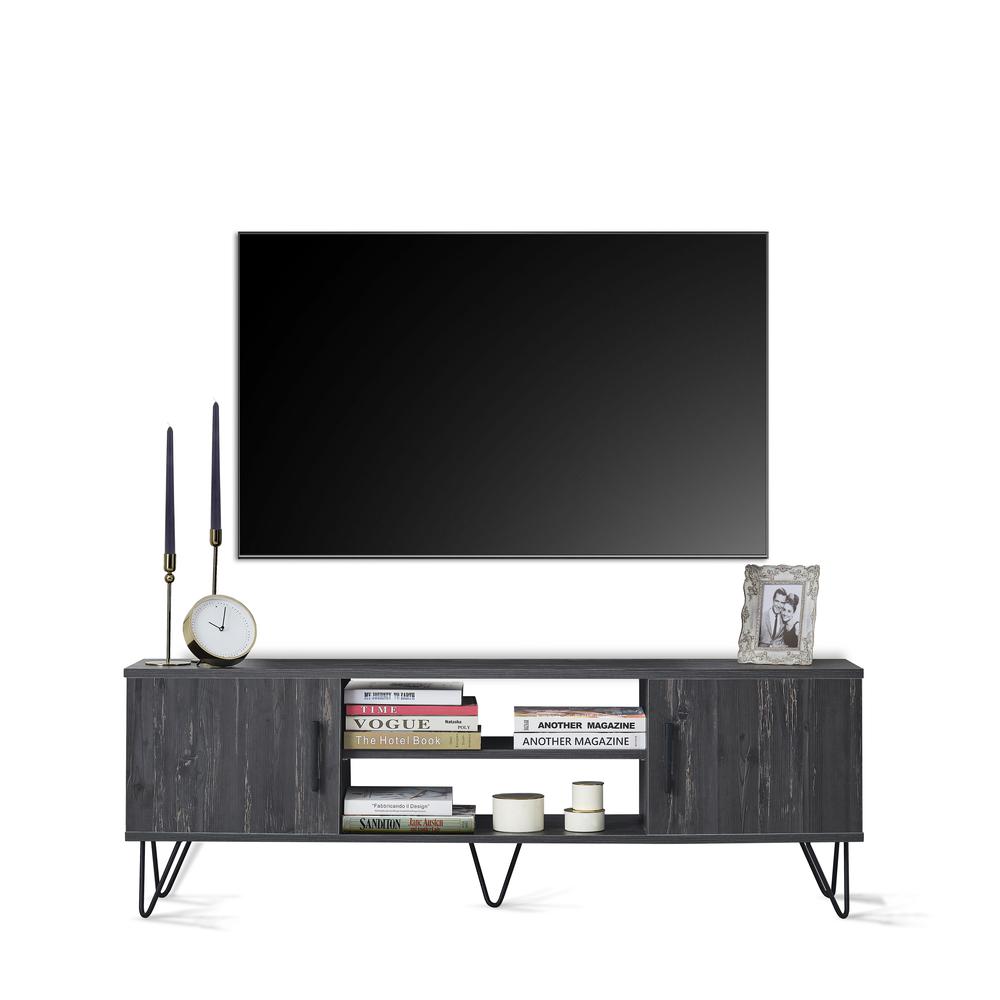 Black Entertainment Center, TV Stand 55 Inch TV. Picture 8