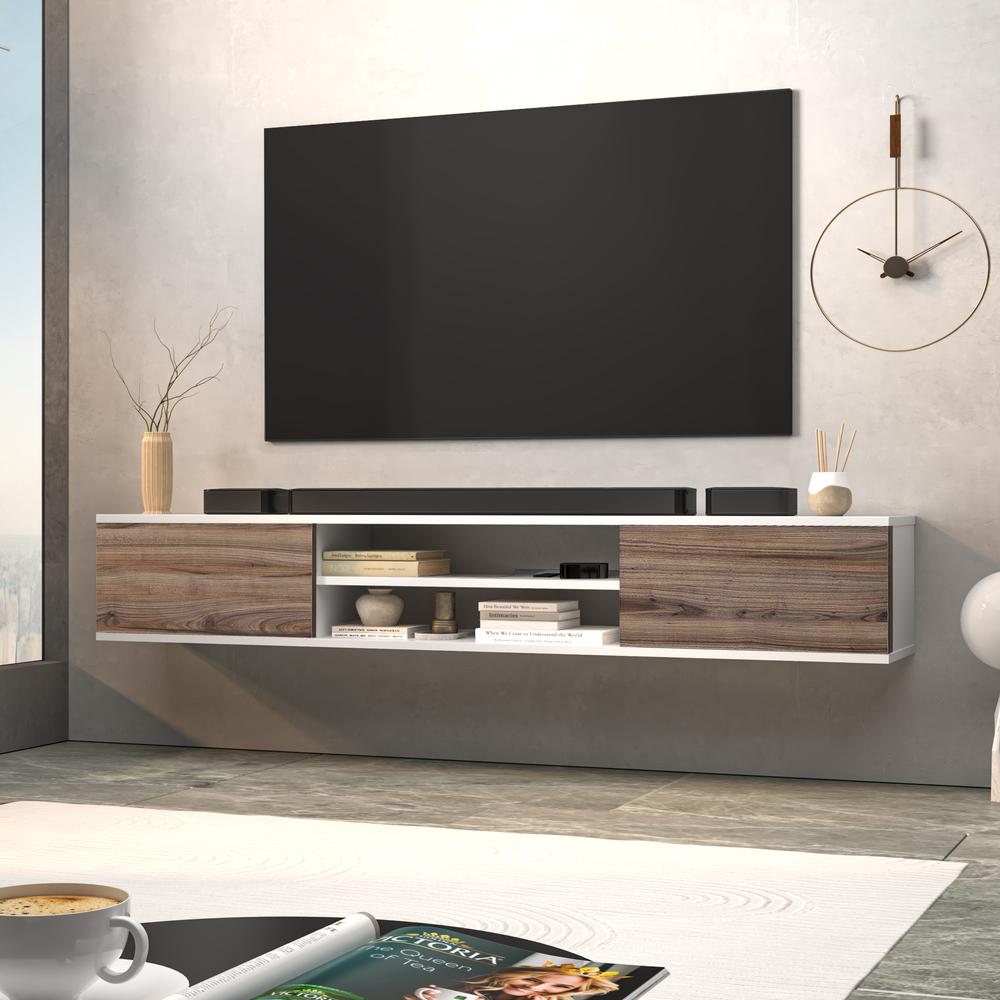 Floating TV Console for up to 80 inch TV (Country Oak). Picture 2