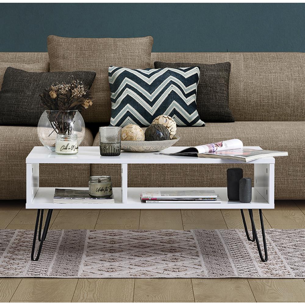 Vegan Coffee Table for Living Room (White & Anthracite). Picture 1