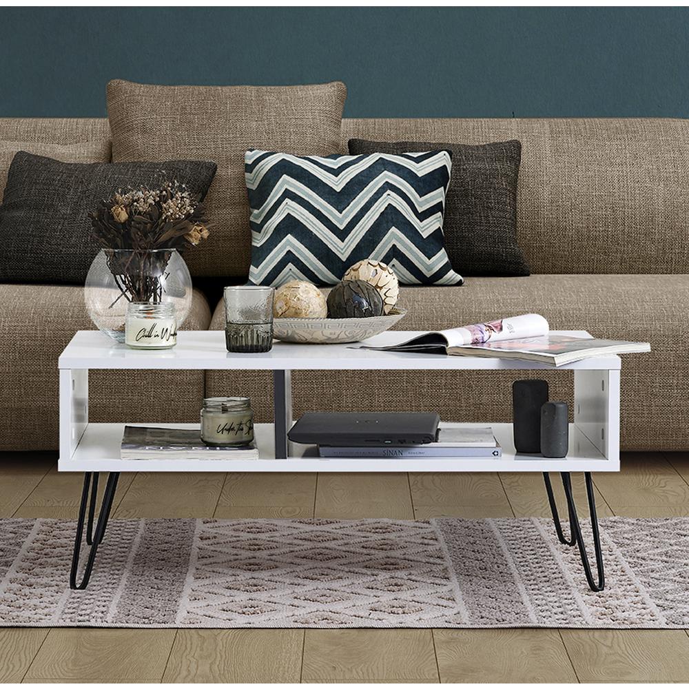 Vegan Coffee Table for Living Room (White & Anthracite). Picture 3