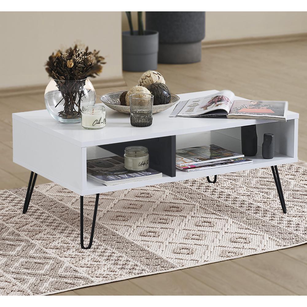 Vegan Coffee Table for Living Room (White & Anthracite). Picture 5