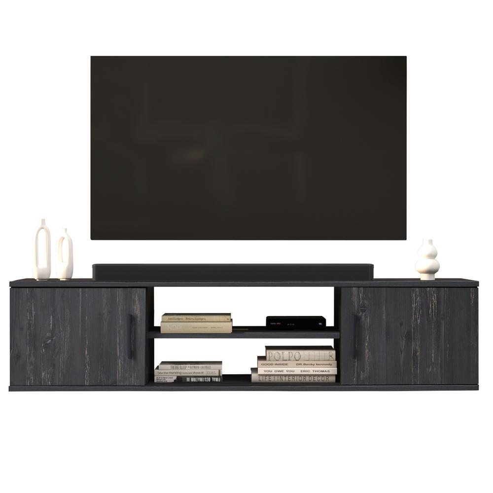 Modern Wall Mounted TV Console (Black Oak). Picture 7
