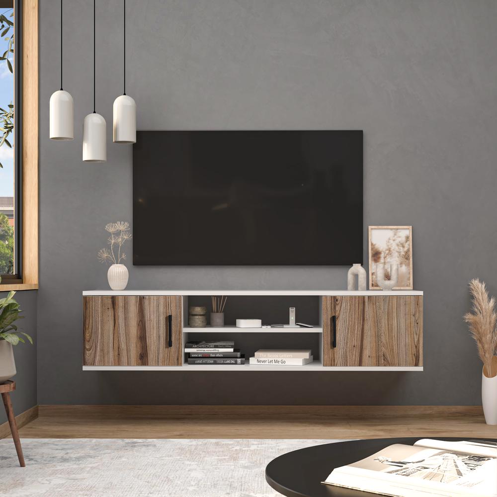 Modern Wall Mounted TV Console (Country Oak). Picture 2