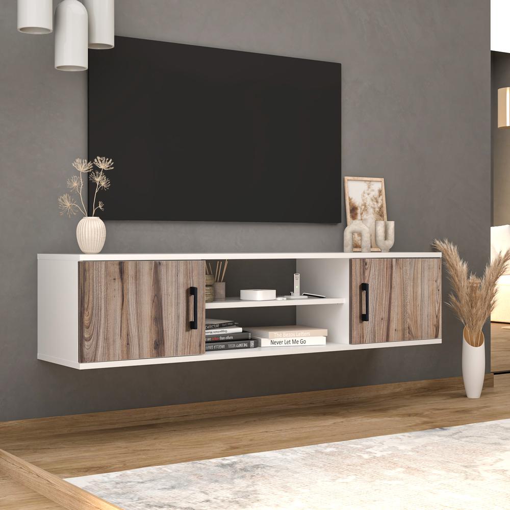 Modern Wall Mounted TV Console (Country Oak). Picture 3