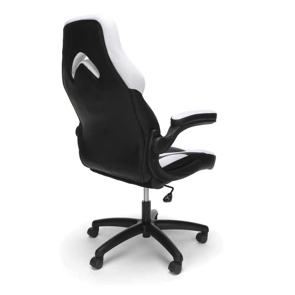 Racing Style Bonded Leather Gaming Chair, in White. Picture 6