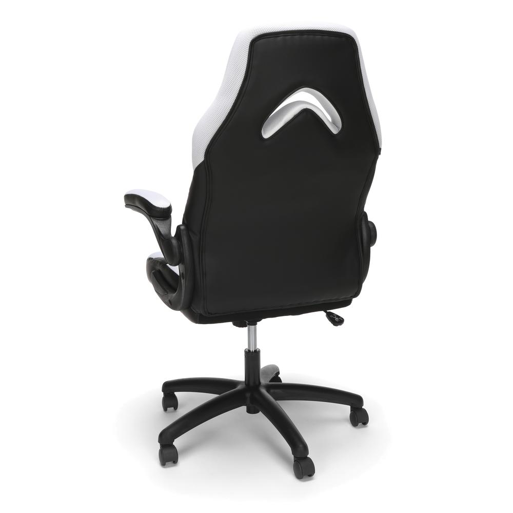 Racing Style Bonded Leather Gaming Chair, in White. Picture 9